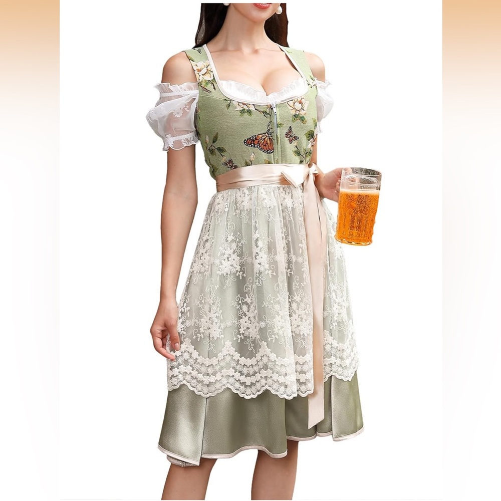 Elegant Green Lace Midi Dress